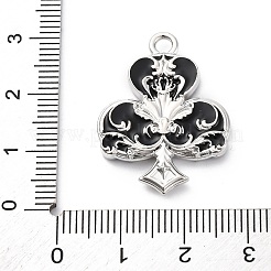 合金エナメルチャーム  プラチナ  クラブの魅力  ラックめっき  ブラック  28.5x21.5x4mm  穴：2.5mm&nbsp;PALLOY-V002-02P-03