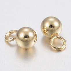 304ステンレススチール球体チャーム  丸いボール  ゴールドカラー  6x3mm  穴：2mm&nbsp;STAS-G179-93G-3mm