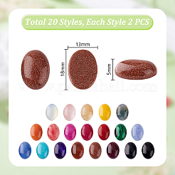 40Pcs 20 Styles Gemstone Cabochons&nbsp;G-GA0001-77