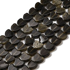 Natural Golden Sheen Obsidian Beads Strands&nbsp;G-A272-A01-33A