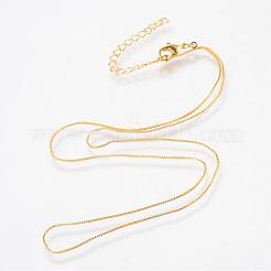 本物の 18k 金メッキ真鍮ボックス チェーン ネックレス  カニカン付き  15.7インチ（40cm）x0.6mm&nbsp;MAK-R014-G