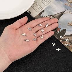 変色しにくいクロスステンレススチールチャームペンダント  ステンレス鋼色  12x7x1mm  穴：1mm&nbsp;X-STAS-Q168-07