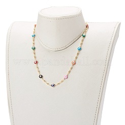 Brass Enamel Evil Eye Link Chain Necklaces&nbsp;NJEW-JN03456