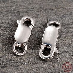 変色防止ロジウムメッキ スターリングシルバーのロブスタークロウ留め金925個  プラチナ  12x5.5x3mm  穴：2.5mm&nbsp;STER-K014-H154-12mm-P