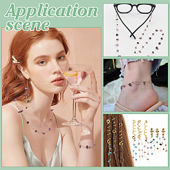 DIY Handmade Brass & Natural Amethyst Chips Beaded Chains Necklaces/Bracelets Making Kits&nbsp;DIY-FG0006-70A