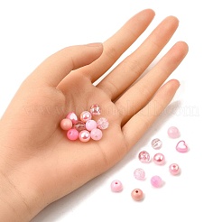DIYビーズキット  アクリル＆ABSプラスチックビーズを含む  ラウンド  ピンク  7~8x8x4~8mm  穴：1~2mm  265個/セット&nbsp;DIY-FP0001-60