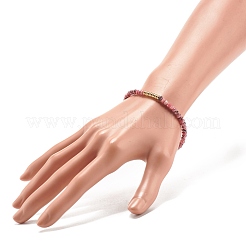 Natural Malaysia Jade(Dyed) Rondelle Beaded Stretch Bracelet with Brass&nbsp;BJEW-JB07967-04