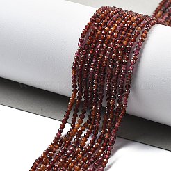 天然石ガーネットビーズ連売り  多面カット  ラウンド  2mm  穴：0.7mm  約137~180個/連  15.31~15.51''（38.9~39.4センチメートル）&nbsp;G-H079-A01-01A