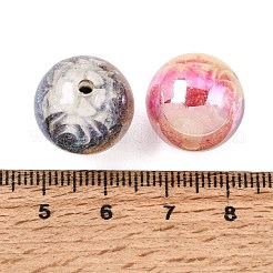 メッキ透明レジンビーズ  バラの花の丸い  グリッターパウダー付き  ミックスカラー  16~16.5mm  穴：2.5mm&nbsp;RE-CBA5A76-06