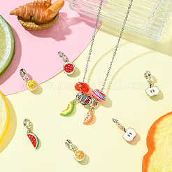 8Pcs 8 Styles Alloy Enamel European Dangle Charms&nbsp;ENAM-CJ0007-04