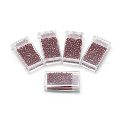Mgb松野ガラスビーズ  日本製シードビーズ  12/0銀並ぶガラス丸穴rocaillesシードビーズ  暗赤色  2x1mm  穴：0.5mm  約900個/箱  正味重量：約10g /箱&nbsp;SEED-R033-2mm-38RR