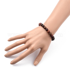ユニセックス天然木ビーズストレッチブレスレット  ラウンド  ココナッツブラウン  内径：2-1/8インチ（5.5cm）  ビーズ：8.5mm&nbsp;X-BJEW-JB05463-04
