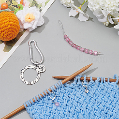 Glass and 201 Stainless Steel Pendant Locking Stitch Markers&nbsp;HJEW-NB00185
