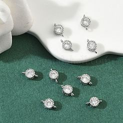 シェグレース 真鍮 パヴェ クリア キュービックジルコニア フラット ラウンド コネクター チャーム  カドミウムフリー＆ニッケルフリー＆鉛フリー  長持ちメッキ  18KGP本金メッキ  プラチナメッキ  7x4x3mm  穴：0.8mm&nbsp;XGRQ3D158-499P