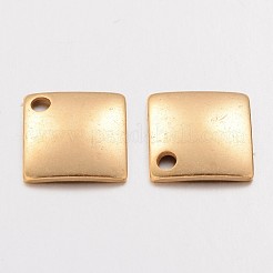 イオンプレーティング（IP）304ステンレススチールチャーム  空白タグペンダントをスタンピング  菱形  ゴールドカラー  13.5x13.5x1.5mm  穴：1mm&nbsp;STAS-K112-05G