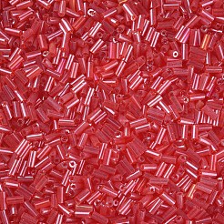 透明色光沢ガラスラッパビーズ  丸い穴  クリムゾン  3~8x2mm  穴：0.7mm  約450g /ポンド&nbsp;SEED-N005-001-A05
