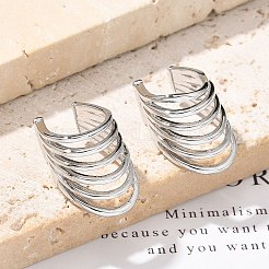 女性用真鍮カフピアス  多層C字型  プラチナ  16x16x13.5mm&nbsp;EJEW-U036-02P