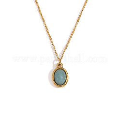 316L Surgical Stainless Steel with Natural Aventurine Pendant Necklaces&nbsp;WGEA815-11
