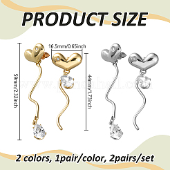 2Pairs 2 Colors Alloy Rhinstone Tassel Stud Earrings&nbsp;EJEW-HY0001-07