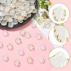 200色のフロストプラスチック製の花びらペンダント2個  金/銀の金属で覆われた  ミックスカラー  17x15x4mm  穴：1.6mm  100個/カラー&nbsp;KY-FS0001-49