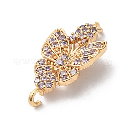 Brass Micro Pave Cubic Zirconia Connector Charms&nbsp;KK-C062-053G-02