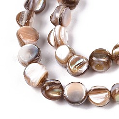 天然淡水シェルビーズ連売り  ナゲット  キャメル  6.5~8x4~8mm  穴：0.6mm  約48~50個/連  14.96~15.35インチ（38~39cm）&nbsp;SSHEL-N040-16