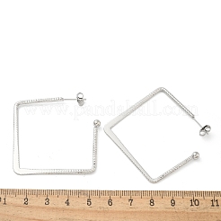 女性用304ステンレススチールスクエアスタッドピアス  ステンレス鋼色  44x43x1mm&nbsp;EJEW-M089-06P