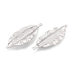 304ステンレススチールのリーフペンダント  ステンレス鋼色  42x17x3.5mm  穴：1.4mm&nbsp;STAS-T069-38P