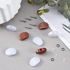 2セット2色のプラスチック製ギターチューナーマシンヘッド半円ボタン  鉄ネジとプラスチックリング付きギターアクセサリー  ミックスカラー  15x23.5x7mm  穴：4mm  1セット/カラー&nbsp;FIND-FH0002-78