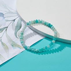 Natural Amazonite Rondelle Beaded Stretch Bracelets for Women&nbsp;BJEW-JB08956-03