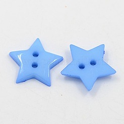 アクリル縫い付け用ボタン  プラスチックボタン  2穴  染め  スター  ミックスカラー  16x2mm  穴：1mm&nbsp;X-BUTT-E070-B-M