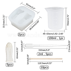 ペンホルダーとペンポットのシリコン型キット（DIY）  3mlの使い捨てプラスチックスポイトが含まれています  木製クラフトスティック＆計量カップ＆鉄ピンセット  ミックスカラー  14個/セット&nbsp;DIY-OC0002-80
