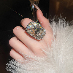 Brass with Crystal Rhinestone Cuff Open Rings&nbsp;FS-WG214C1-01