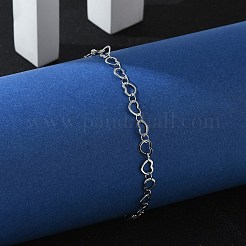 変色しにくい304ステンレススチールチェーンブレスレット  カニカン付き  ハート  ステンレス鋼色  8-1/8インチ（20.5cm）&nbsp;BJEW-P236-07P