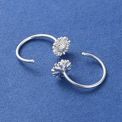上質なシルバーのプルスルーイヤリング999個  銀  花  13x5mm&nbsp;EJEW-P296-26E-S