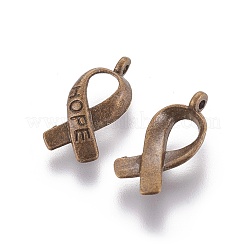 Breast Cancer Awareness Ribbon Carved Word Hope Tibetan Style Alloy Pendants&nbsp;LS-TIBEP-LF5104YKG-AB-LF