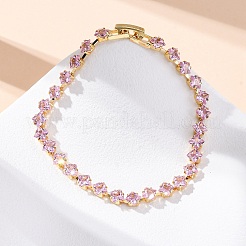 Brass Rhombus Cubic Zirconia Cup Chain Necklaces for Women&nbsp;NJEW-U033-01G
