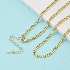 3mm真鍮カーブチェーンネックレス  カドミウムフリー＆鉛フリー  長持ちメッキ  ラックめっき  18KGP本金メッキ  17.52インチ（44.5cm）&nbsp;LS-NJEW-P339-03G