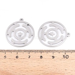 304ステンレスペンダント  チャクラチャーム付きのフラットラウンド  変色防止  ステンレス鋼色  27.5x25x1.5mm  穴：1.6mm&nbsp;STAS-N108-40P