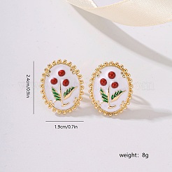 Elegant Alloy Enamel Flower Stud Earrings&nbsp;VA1196