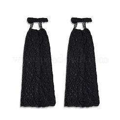 ポリコットンレッグスリーブ  レッグウォーマー  日本のロリータ JK レース ソックス  ブラック  673x228x2mm&nbsp;AJEW-WH20064-17B