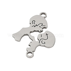 201ステンレススチールコネクタチャーム  ガール＆ボーイ  ステンレス鋼色  21.5x17x1mm  穴：1.4mm&nbsp;STAS-F316-39P