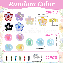 DIYビーズキット  アクリルビーズ入り  真鍮製ラインストーンスペーサービーズ  ミックスカラー  10~19x10~20x4~15mm  穴：2~3mm  100pc&nbsp;DIY-BM0001-99