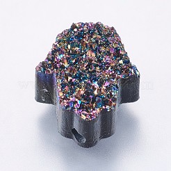 天然石風レジンビーズ  ハムサ手/ファティマの手/ミリアムの手  ミックスカラー  10.5x13x5~5.5mm  穴：1.5mm&nbsp;RESI-P010-A