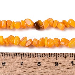 天然淡水シェルビーズ連売り  ナゲット  染め  オレンジ  0.5~8x3~7x3~7mm  穴：1mm  約86~108個/連  14.76~15.16インチ（37.5~38.5cm）&nbsp;SHEL-N037-04G