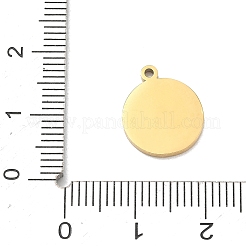 304ステンレススチールチャーム  フラットラウンド型で太陽の顔のチャーム付き  ゴールドカラー  14x12x1.5mm  穴：1.2mm&nbsp;SA-CBA2714-02A-G