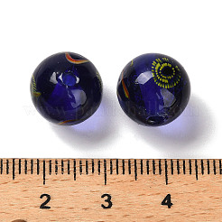 手作りの不透明なランプワークビーズ  ラウンド  ダークブルー  11.5~12.5mm  穴：2~2.5mm&nbsp;LAMP-C016-04B-10