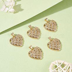 5個真鍮マイクロパヴェクリアキュービックジルコニアペンダント  ニッケルフリー  ハート  18KGP本金メッキ  21x20x4mm  穴：3x5mm&nbsp;ZIRC-SZ0003-26