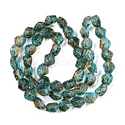 電気メッキガラスビーズセット  ナゲット  ティール  13.5~14x13.5x10mm  穴：0.9mm  約49~50個/連  26.97~27.56インチ（68.5~70cm）&nbsp;EGLA-N012-09D