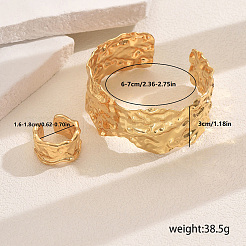 Elegant Brass Cuff Bangle & Rings Sets with Irregular Texture Design for Women's Party Accessories&nbsp;KU8718
